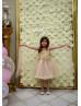 Beaded Champagne Lace Tulle Flower Girl Dress With Shawl